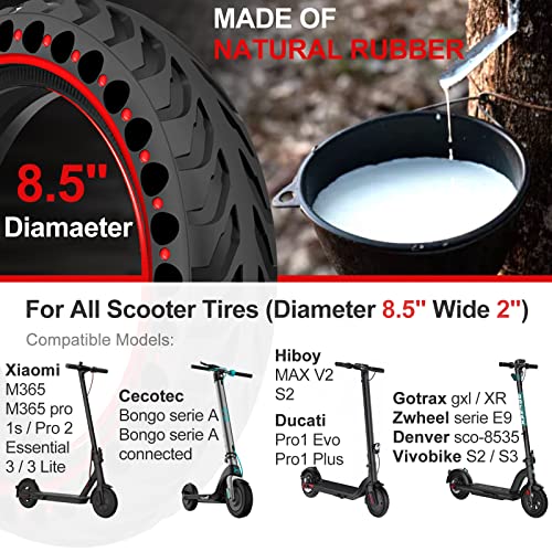 BANGTING 2PCS 8.5 Inch Solid Wheels for Electric Scooter, 8 1/2 x2 Replacement Tires, 50/75-6.1 Replacement Wheel for Xiaomi Pro 2 / M365 / M365 Pro / 1S / 3/3 Lite/Essential