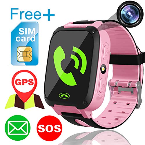 [Free SIM Included] Kids Phone Smart Watch for Boys Girls Smartwatch GPS Tracker Watch with Anti-Lost Locator SOS Camera 1.54 Touch Screen Fitness Tracker Sport Outdoor Watch School Birthday Gifts