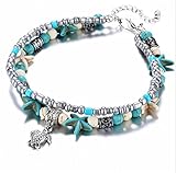 Fashion Double Anklet Conch Starfish Sand Turtle Pendant Anklet Bracelet