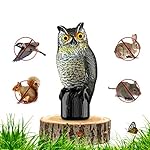Premium Bird Repellent Fake Owl Decoy By BriteNway - Motion Activated & Solar Powered Scarecrow Diverter - Flashing Eyes & Frightening Sound - For Birds, Mice, Squirrels, Rabbits & Other Small Mammals