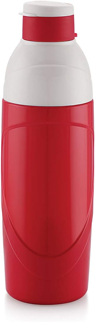 Cello Insulated Kids BPA Free Water Bottle 20 Oz (600 ml) Puro Classic Easy Carry Ergonomic Water Bottle with Wide Mouth Easy Flip Top Cap for Office, Gym, Running Reusable Drinking Container (Red)