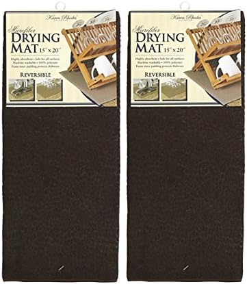 Karen Rhodes Microfiber Dish Drying Mat - 15x20 Inches- 2 Pack - Brown