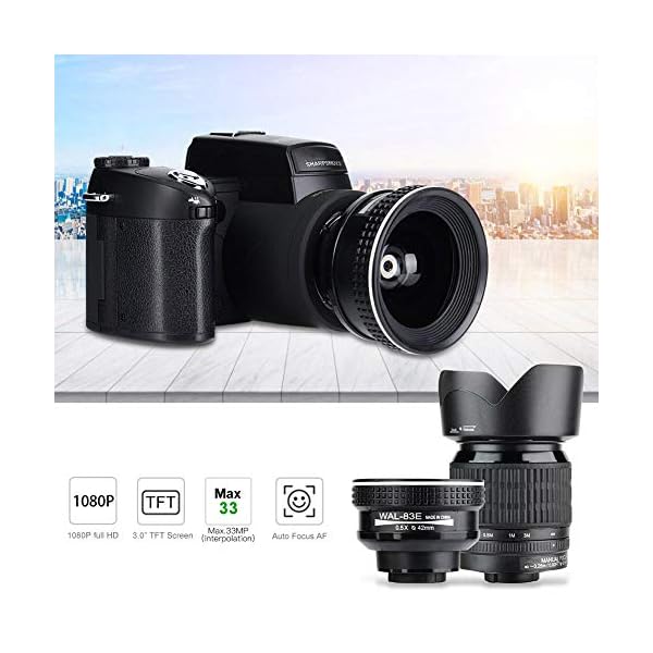 VBESTLIFE DSLR-Camcorder-Kit für Digital kameras, D7300 33MP HD 1080p, 8X-Digitalzoom, 0.5X-Weitwinkelobjektiv, 16X… – Bild 3