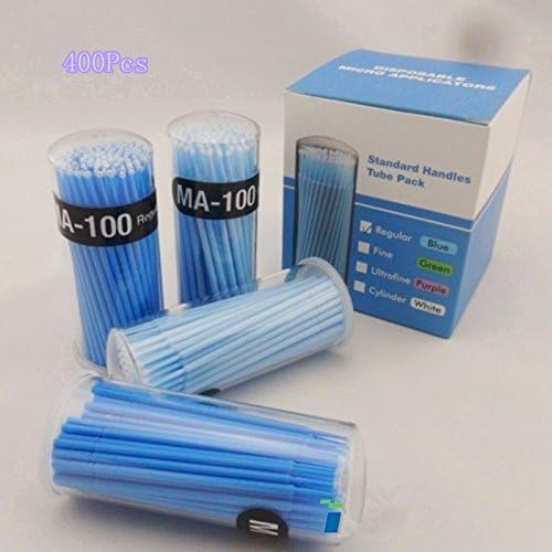 TT DENTAL 400 Pcs Black and White Dental Disposable Micro Applicator Brush Bendable Cylinder Black and White Dia. 1.2 MM ON SALE (Blue)