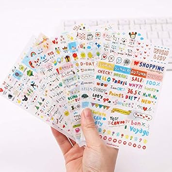 6pcs Set Kawaii Cute Drawing Market Planner Book Diary Decorate
