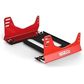 Sparco Seat Bracket, Pro Bracket, Side Mount, Adjustable, Aluminum, Black / Red Anodized, Each