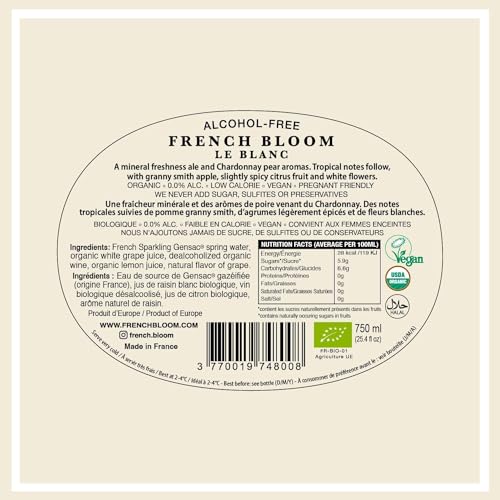 French Bloom Le Blanc, 0.0 NonAlcoholic Sparkling Wine, 750ml