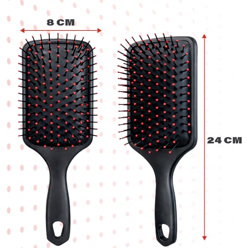 Escova de Cabelo Raquete Almofadada - Cerdas Macias, Anti Frizz, Aniti Quebra Profissional PREMIUM - Cor PRETA