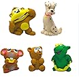 Set 5 Extra Small Squeaky Toys for Dogs Small Breeds Puppy Tiny Dogs Natural Rubber (Latex) Freem from Harmful Chemicals Hanpainted (Toys May Vary)