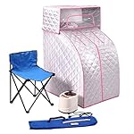 JAXPETY 2L Portable Steam Sauna Silver / Pink Tent SPA Detox-Weight Loss with Headcover and Chair