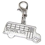 GemStorm Silver Plated Dangling School Bus Clip On