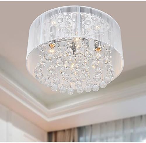 The Lighting Store Flushmount 4-light Chrome and White Crystal Chandelier