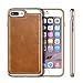 iPhone 8 Plus Case, iVAPO iPhone 8 Plus Cover [Elegance Series] iPhone Leather Cover Case with PC Bumper and Genuine Leather Cover for iPhone 8 Plus 7 Plus 5.5 inch Phone Case[Brown]
