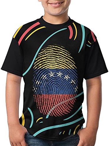 Venezuela Flag Fingerprint Teen Girls Comfort Short Sleeve T-Shirts