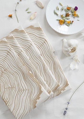 Set of 4 Organic Cotton Tree Ring Napkins in Mocha Brown