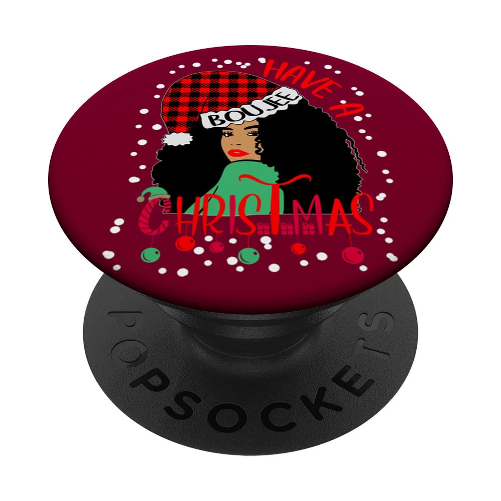 Have A Boujee Christmas Santa Hat African Queen Xmas Red PopSockets Swappable PopGrip