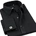 ZERDSKY Men's Solid Color French Cuff Dress Shirt(Cufflinks Included)