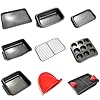 9-Piece-Smart-Space-Baking-Tray-Set-by-ScottWhite-Non-Stick-Free-Silicone-Oven-Mitts-Easy-Clean-Stackable-Bakeware-Set-Easy-Handle-Cooling-Grid-Muffin-Tray-Cake-Tin-Loaf-Tin-Roasting-Tray 9-Piece Smart Space Baking Tray Set by Scott&White - Non Stick, Free Silicone Oven Mitts, Easy Clean, Stackable Bakeware Set, Easy Handle, Cooling Grid, Muffin Tray, Cake Tin, Loaf Tin, Roasting Tray