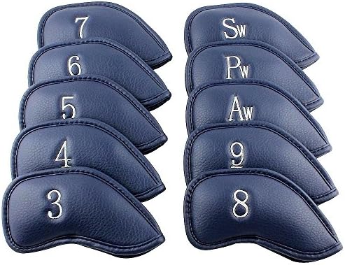 10 pcs Leather Golf Iron Headcover Covers Blue for Titleist Callaway Taylormade