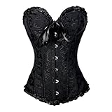 Senchanting Women's Satin Lace up Overbust Corset Bustier Plus Size + G-string