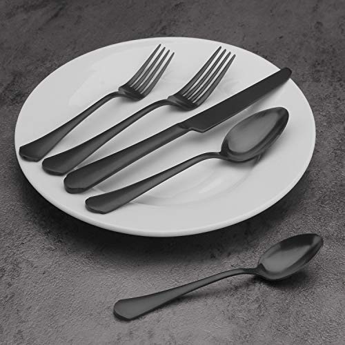 Vanys Matte Black Silverware Set, 20Piece Flatware Set, Satin Finish