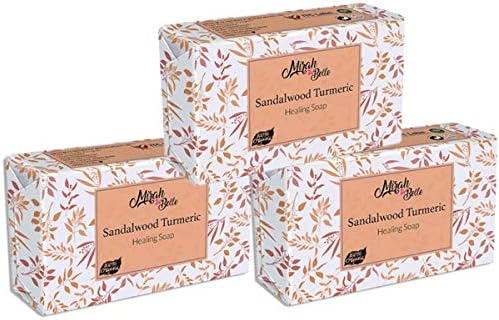 Mirah Belle – Organic Sandalwood Turmeric Healing Soap Bar (Pack of 3-125 gm) – For Acne, Breakouts, Pimples & Blemishes. Helps Brighten and Even Skin Tone. SLS, Paraben, GMO-Free, 375 gm Mirah Belle – Organic Sandalwood Turmeric Healing Soap Bar (Pack of 3-125 gm) – For Acne, Breakouts, Pimples & Blemishes. Helps Brighten and Even Skin Tone. SLS, Paraben, GMO-Free, 375 gm