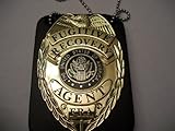 Fugitive Recovery Agent Badge Gold Badge with Holder