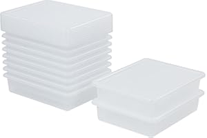 ECR4Kids Letter Size Tray with Lid, Storage Bin, Clear, 10-Piece