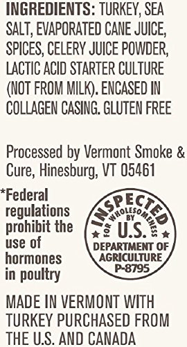 Vermont Smoke & Cure Meat Sticks, Turkey, Antibiotic Free, Gluten Free, Uncured Pepperoni, 1oz Stick, 24 Count