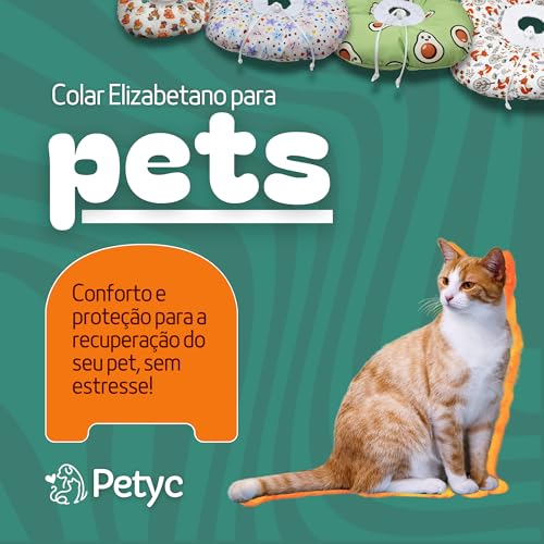 Colar Elizabetano Cães e Gatos PETYC Ajustável Confortável Pós-Cirúrgico Proteção Essencial (Verde - Abacate, P)