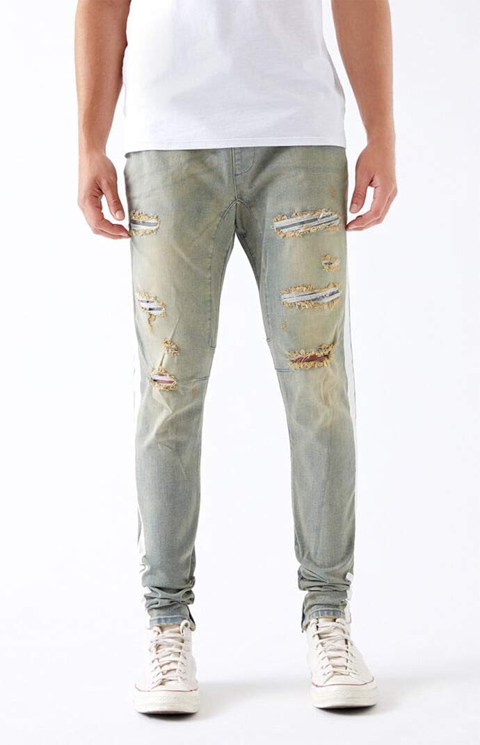pacsun drop skinny side stripe denim jogger pants