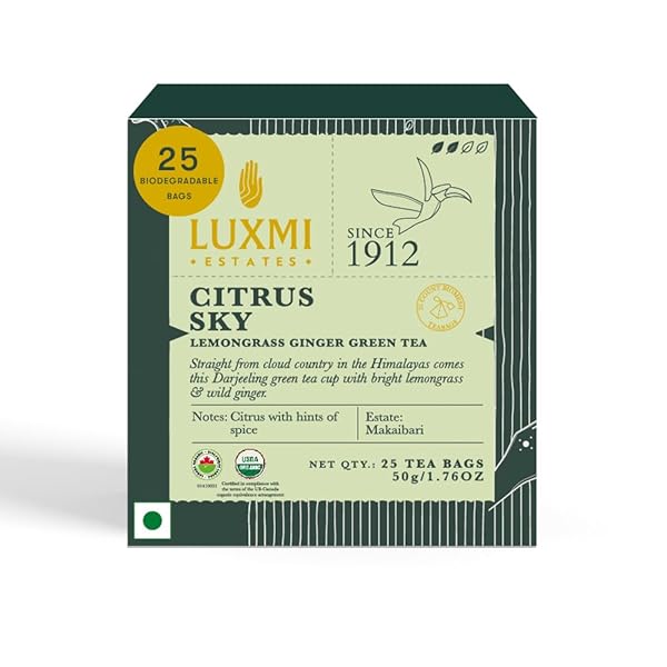 LUXMI ESTATES CITRUS SKY GREEN TEA 25 TEA...