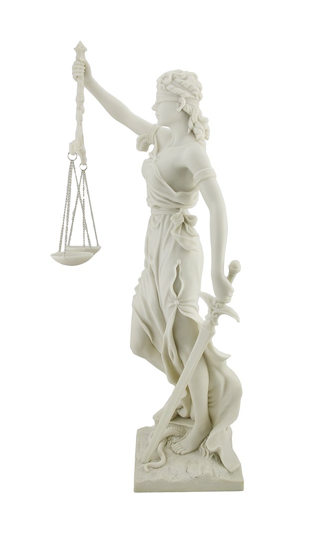 Large Lady Justice Roman Goddess Justitia Themis Statue Marble Finish