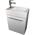 Dandi 17 3/4" Wall Mounted Cabinet Vanity Bathroom Sink White Combo Faucet Drain With Towel Bar Faucet Drain And Overflow Renovators Supply Manufacturing