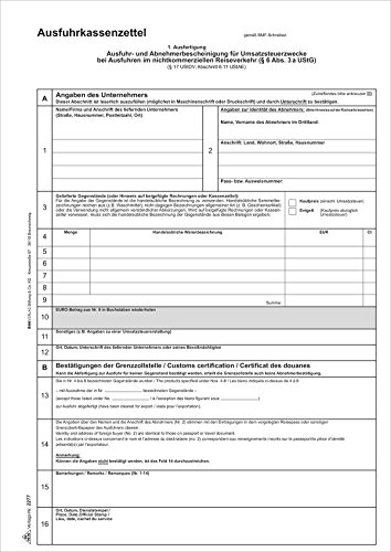 RNK Verlag Vordruck "Ausfuhrkassenzettel", DIN A4, SD VE = 1