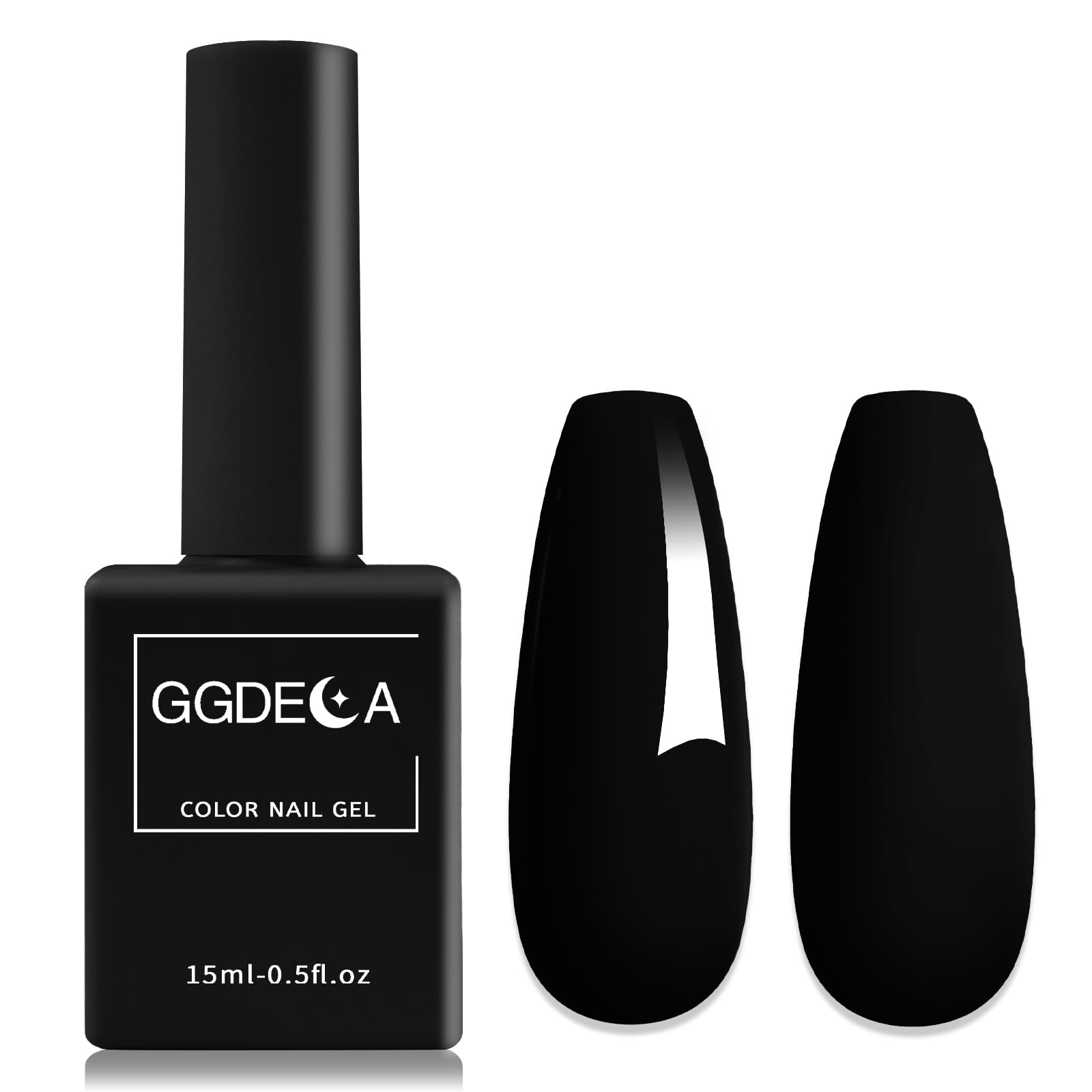 Photo 1 of  2 GGDECA 15ml Black Gel Nail Polish, High Gloss U V Soak Off Nail Gel Polish, DIY Sparkle French Manicure Salon
