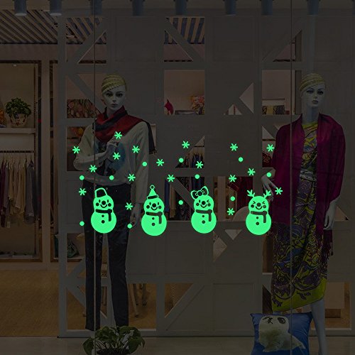 Decor Stick, coersd Christmas Glow Snowman Wall Stickers Living Room Luminous Stickers Window Decor