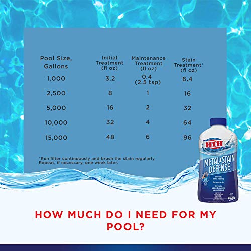HTH 67024 Metal & Stain Defense Swimming Pool Clarifier, 1 qt, Assorted