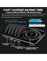 Estación de carga USB Dock de carga rápida 3.0 tipo C para varios dispositivos, iPad, soporte de carga de escritorio, organizador, multi Smart Hub, cargador inalámbrico rápido para teléfonos Android e iOS, color negro