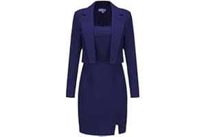 EXLURA Women's Professional Business Lightweight Blazer Dress Suit Sets 2 Piece Work Office Fashion Outfits