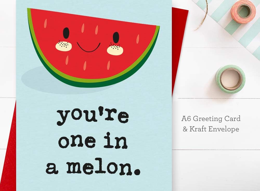 You're One in a Melon Greeting Card, Valentine's Day, Anniversary, Birthday, Partner, Husband, Wife, 1st, First, Valentines - Image 4