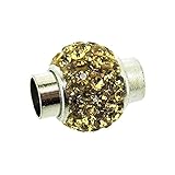 Kumihimo End Cap/Magnetic Clasp (1) with Crystal Pave Beads 17x16mm Lt Col Topaz