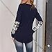 Gillberry Womens Ladies Pocket Sequins Splice Long Sleeve Tops T Shirt Blouse (S, Navy)