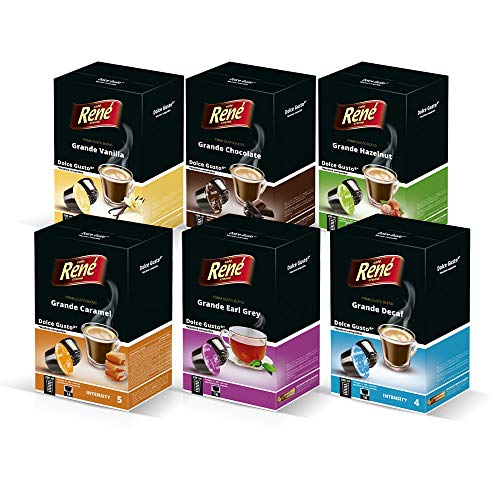 Cafe Rene - Rene Grande Pack - 16 x Dolce Gusto Kompatible Kaffeepads (6 Stück)