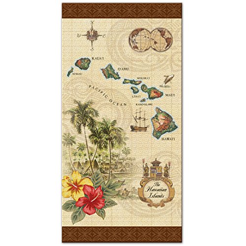 Island of Hawaii - Tan Beach Towel