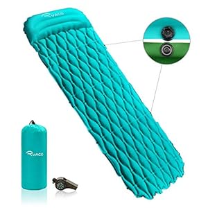 Ryaco Luchtmatras, draagbaar, ultralicht, opblaasbaar, isomat met hoofdkussen, voor camping, outdoor, wandelen, strand