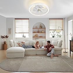 KINGTORO Modern White Ceiling Fans with Lights