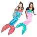 Mermaid Tail Blanket w/ Zipper - Soft Plush Comfortable Warm & Lightweight Blanket for Kids and Adults by Silver Lilly (Blue/Coral, Youth)