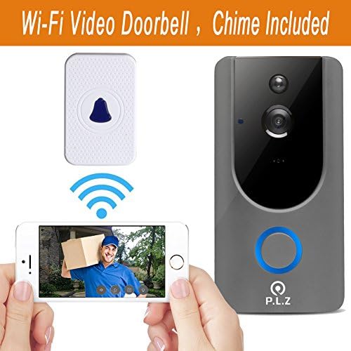 WiFi Wireless Video Doorbell Smart Door Bell 720P HD WiFi Security Camera with 8G Memory Storage and Chime, Two-Way Talk and Real-Time Video, Voice Wave Connection, Wide Dynamic Range (2)