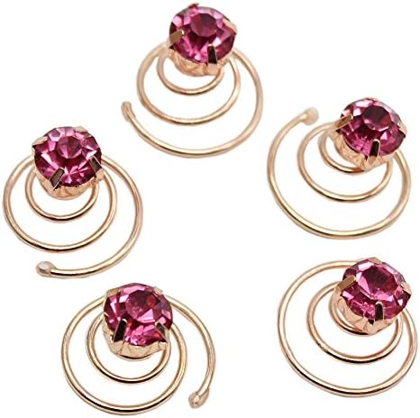 Newstarfactory Crystal Hair Jewels Pack of 5 with Exclusive Gift (Hot Pink)